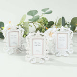 4 Pack White Resin Vintage Baroque Photo Frames, Rectangle Mini Picture Frame Party Favor