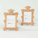 4 Pack Gold Resin Vintage Crown Photo Frames Party Favors, Rectangle Mini Picture Frame