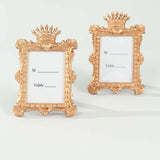 4 Pack Gold Resin Vintage Crown Photo Frames Party Favors, Rectangle Mini Picture Frame