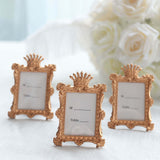 4 Pack Gold Resin Vintage Crown Photo Frames Party Favors, Rectangle Mini Picture Frame