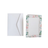 25 Pack White Pink Peony Floral Photo Frame Cards with Envelopes