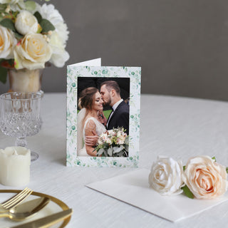 High-Quality White Green Eucalyptus Leaves Photo Frame Cards for Unforgettable Moments