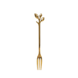 4 Pack Gold Metal Cake Dessert Forks With Leaf Handles, Pre-Packed Mini Forks#whtbkgd