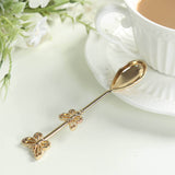 2 Pack Gold Metal Butterfly Handle Dessert Spoons in Clear Top Black Gift Box