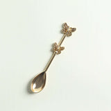 2 Pack Gold Metal Butterfly Handle Dessert Spoons in Clear Top Black Gift Box