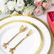 Gold Metal Spoon & Fork Pre-Packed Bridal Shower Wedding Party Favors Set With Leaf Shaped Handle