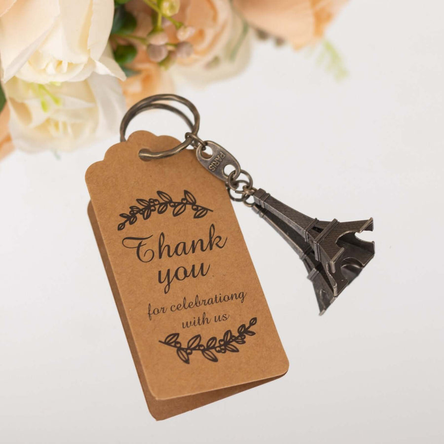 10 Pack Bronze Plastic Paris Eiffel Tower Keychain Wedding Favors, 4inch Party Souvenirs 