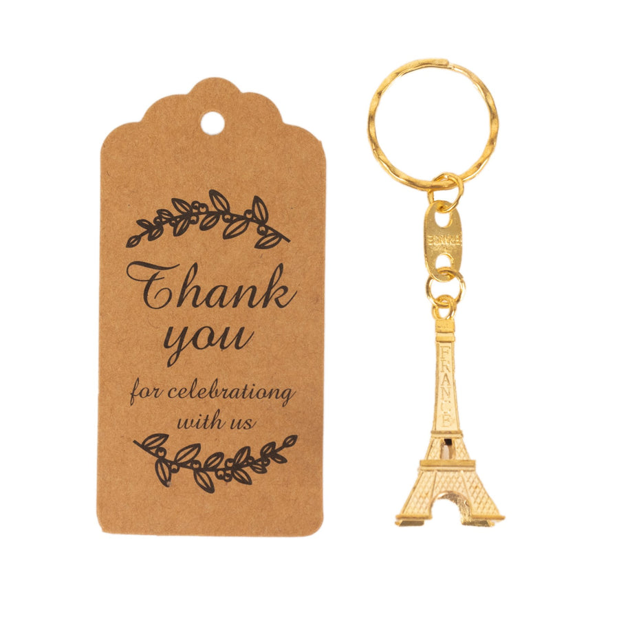 10 Pack Gold Plastic Paris Eiffel Tower Keychain Wedding Favors, 4inch Bridal Shower#whtbkgd