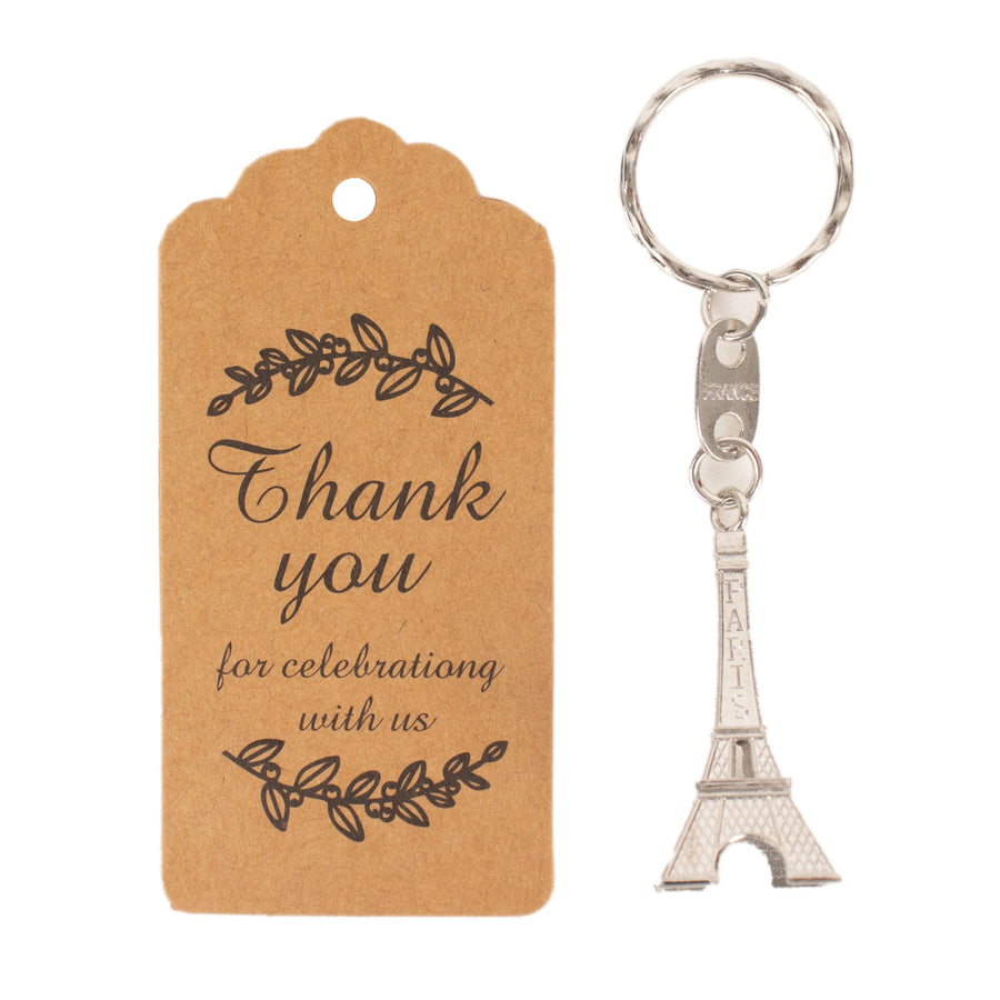 10 Pack Silver Plastic Paris Eiffel Tower Keychain Wedding Favors, 4inch Party Souvenirs#whtbkgd