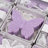 10 Pack Lavender Butterfly Unscented Soap Baby Shower Favors with Gift Boxes, Pre-Packed Bridal