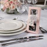 Thank you gift set with spoon and fork on a dining table setting.