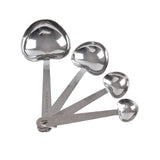 Stainless steel measuring spoons set, featuring four sizes for precise cooking.