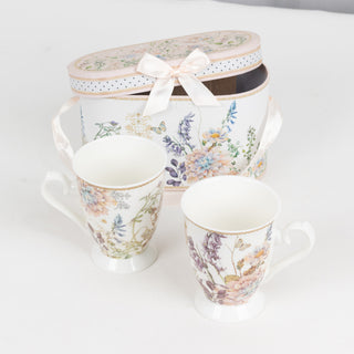 Stunning White Blush Floral Porcelain Tea Cups