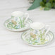 Greenery Theme Bridal Shower Gift Set, Set of 2 Porcelain Espresso Cups and Saucers with Box