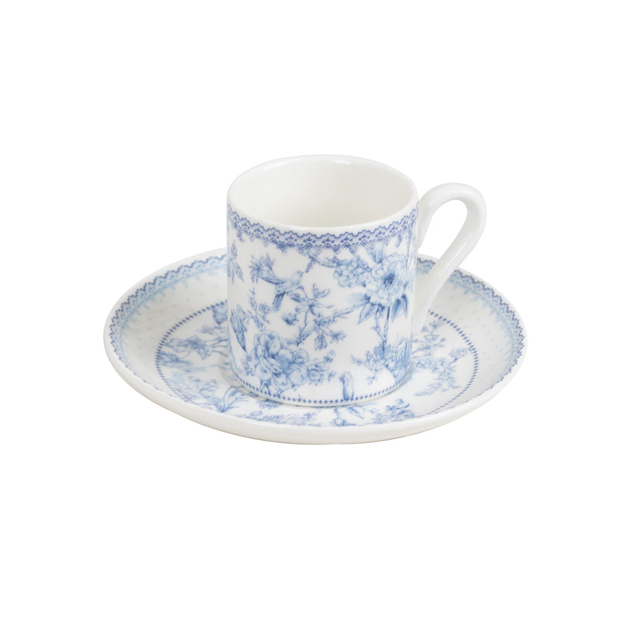 White Blue Chinoiserie Bridal Shower Gift Set, Set of 2 Porcelain Espresso Cups and Saucers#whtbkgd