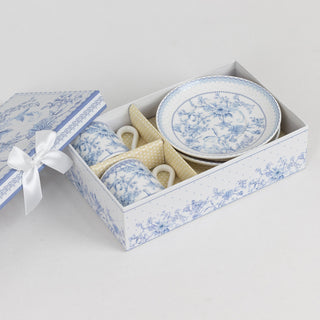 Elegant Chinoiserie Porcelain Tea Cups with Gift Box