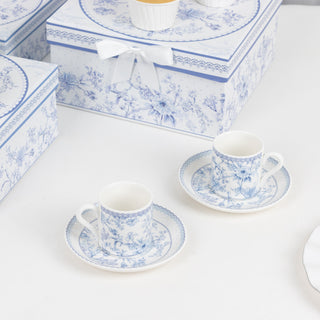 Versatile White Blue Chinoiserie Porcelain Tea Cups Set