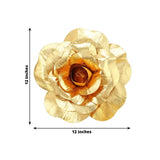 4 Pack | 12inch Large Metallic Gold Real Touch Artificial Foam DIY Craft Roses