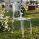 8-Pack Acrylic Ghost Chairs with Oval Back for Banquet Use Clear – Sleek Transparent Armless Accent
