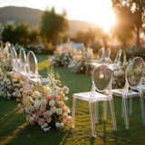 8-Pack Acrylic Ghost Chairs with Oval Back for Banquet Use Clear – Sleek Transparent Armless Accent