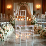 8 Pack Resin Chiavari Chairs Transparent and Stackable Clear - Sleek Armless Design for Weddings
