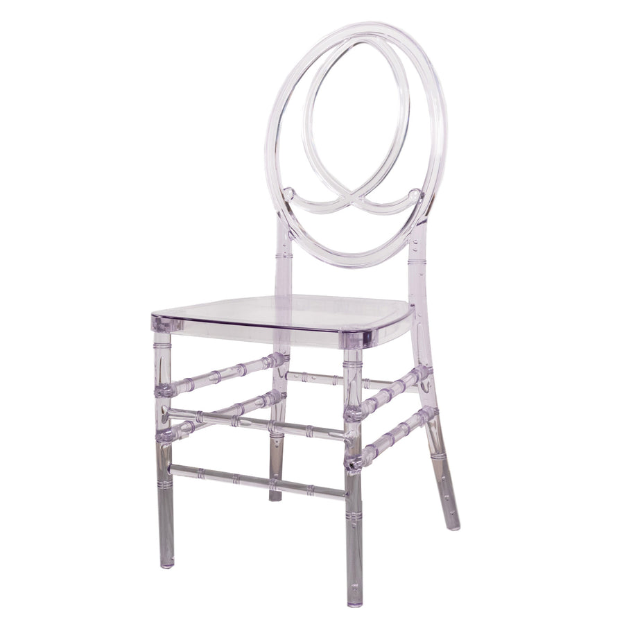 Stackable Clear Acrylic Phoenix Chiavari Ghost Chair, Transparent Resin Armless Oval Back#whtbkgd