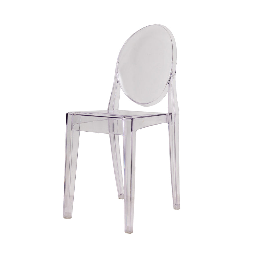 4 Pack | Clear Acrylic Oval Back Banquet Ghost Chairs Fully Assembled, Stackable Transparent Armless