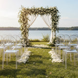 8 Pack Stackable Clear Acrylic Ghost Banquet Chairs with Oval Back, Fully Assembled Armless