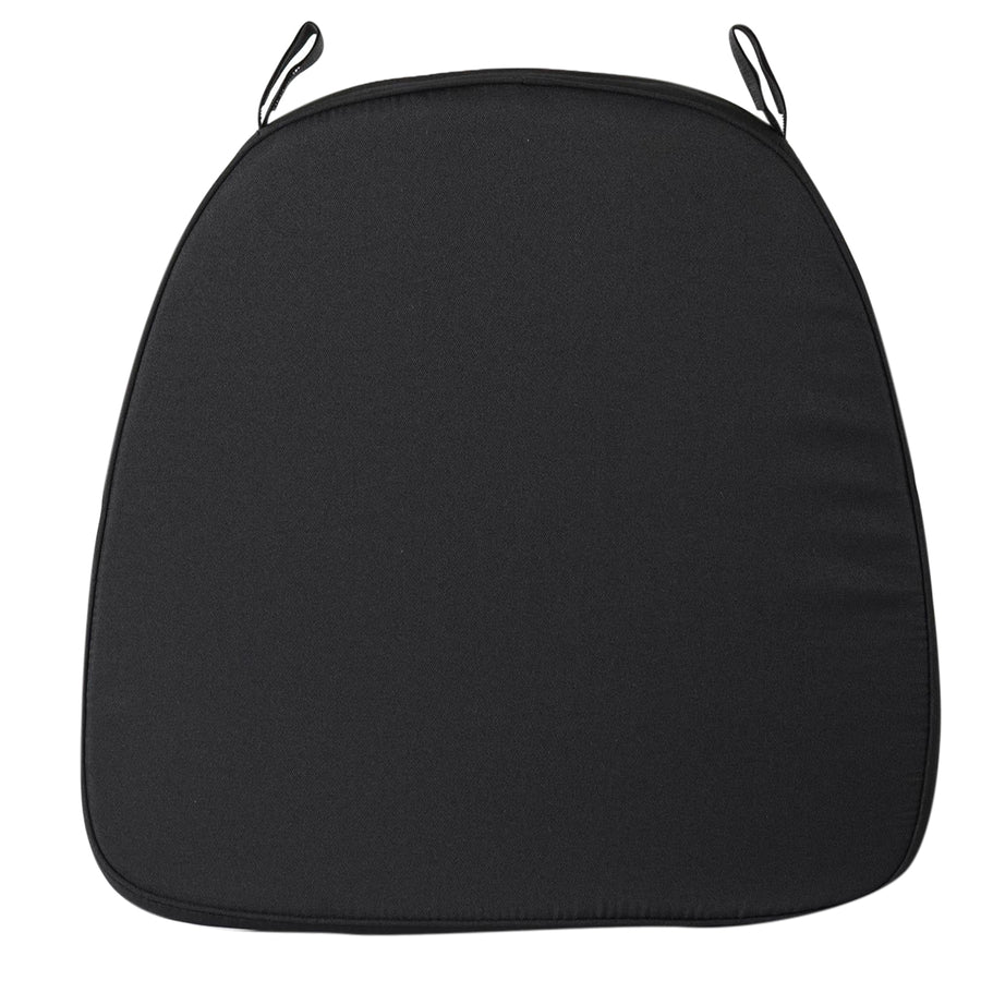 2inch Thick Black Chiavari Chair Pad, Memory Foam Seat Cushion With Ties and Removable Cover#whtbkgd