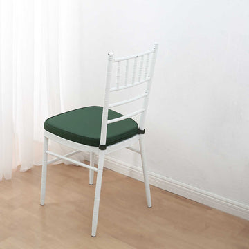 2" Thick Hunter Emerald Green Chiavari Chair Pad, Memory Foam Seat Cushion With Ties and Removable Cover