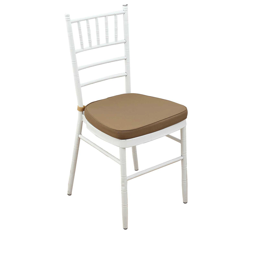 2inch Thick Taupe Chiavari Chair Pad, Memory Foam Seat Cushion With Ties