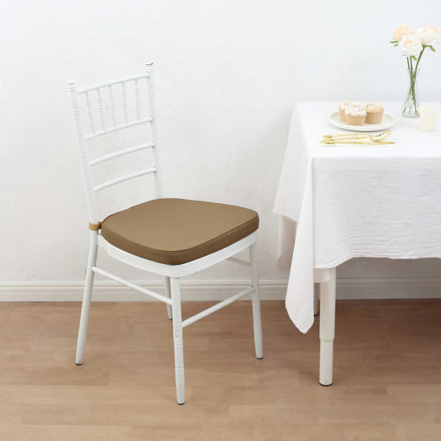 2inch Thick Taupe Chiavari Chair Pad, Memory Foam Seat Cushion With Ties
