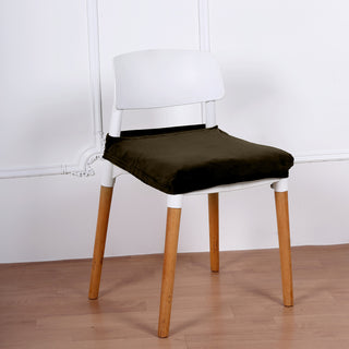 Elegant Stretch Chocolate Dining Chair Seat Cover