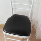 5 Pack Black PU Leather Chiavari Chair Cushion Pads with Wood Backed Design