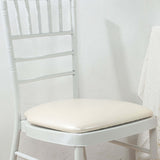 5 Pack Ivory PU Leather Chiavari Chair Cushion Pads with Wood Backed Design