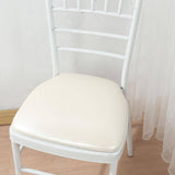 5 Pack Ivory PU Leather Chiavari Chair Cushion Pads with Wood Backed Design