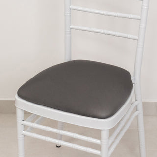 <h3 style="margin-left:0px;"><span style="background-color:transparent;color:#000000;">Elegant Charcoal Gray Spandex Chiavari Chair Cushion Covers</span>