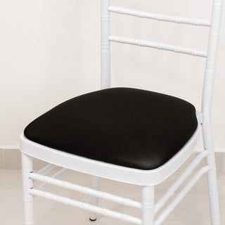 <h3 style="margin-left:0px;"><span style="background-color:#ffffff;color:#111111;">Elegant Black Spandex Chiavari Chair Cushion Covers</span>