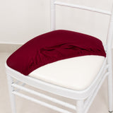 5 Pack Burgundy Stretch Chiavari Chair Cushion Covers, Spandex Fitted Dining Chair Seat Pad