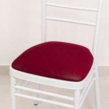 5 Pack Spandex Seat Pad Slipcovers for Chiavari Chairs Burgundy - Washable Stretch Fitted Design for Dining Chairs