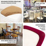 5 Pack White Stretch Chiavari Chair Cushion Covers, Spandex Fitted Dining Chair