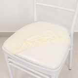 5 Pack Ivory Stretch Chiavari Chair Cushion Covers, Spandex Fitted Dining Chair Seat Pad