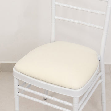 5 Pack Ivory Stretch Chiavari Chair Cushion Covers, Washable Spandex Fitted Dining Chair Seat Pad Slipcovers