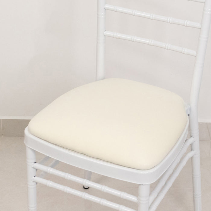 5 Pack Ivory Stretch Chiavari Chair Cushion Covers, Spandex Fitted Dining Chair Seat Pad