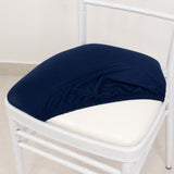 5 Pack Navy Blue Stretch Chiavari Chair Cushion Covers, Spandex Fitted Dining Chair Seat Pad