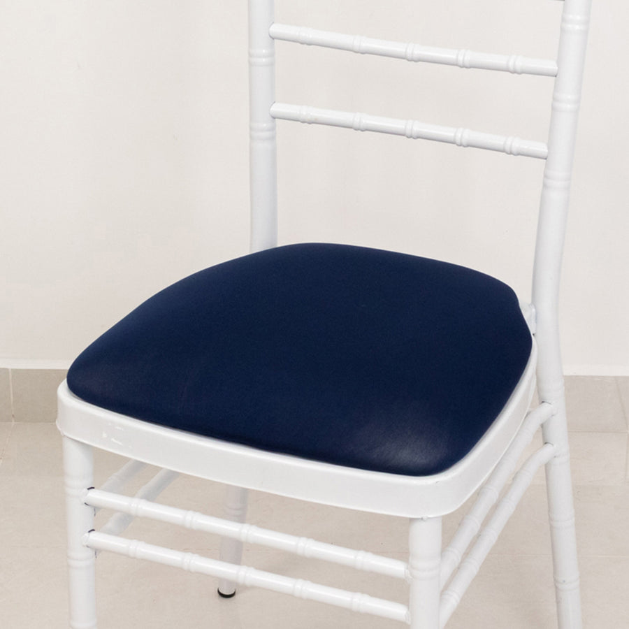 5 Pack Navy Blue Stretch Chiavari Chair Cushion Covers, Spandex Fitted Dining Chair Seat Pad