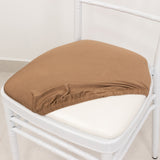 5 Pack Taupe Stretch Chiavari Chair Cushion Covers, Spandex Fitted Dining Chair Seat Pad