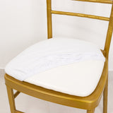 5 Pack White Stretch Chiavari Chair Cushion Covers, Spandex Fitted Dining Chair