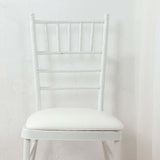 5 Pack White PU Leather Chiavari Chair Cushion Pads with Wood Backed Design