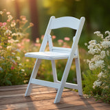 8-Pack Resin Chairs with Vinyl Padded Seat for Folding Use White